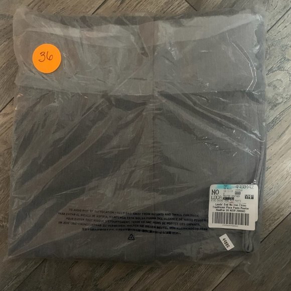 NWT LANDS' END TAILORED FIT NO IRON CHINO PANTS PEWTER HEATHER 35 - Picture 11 of 13